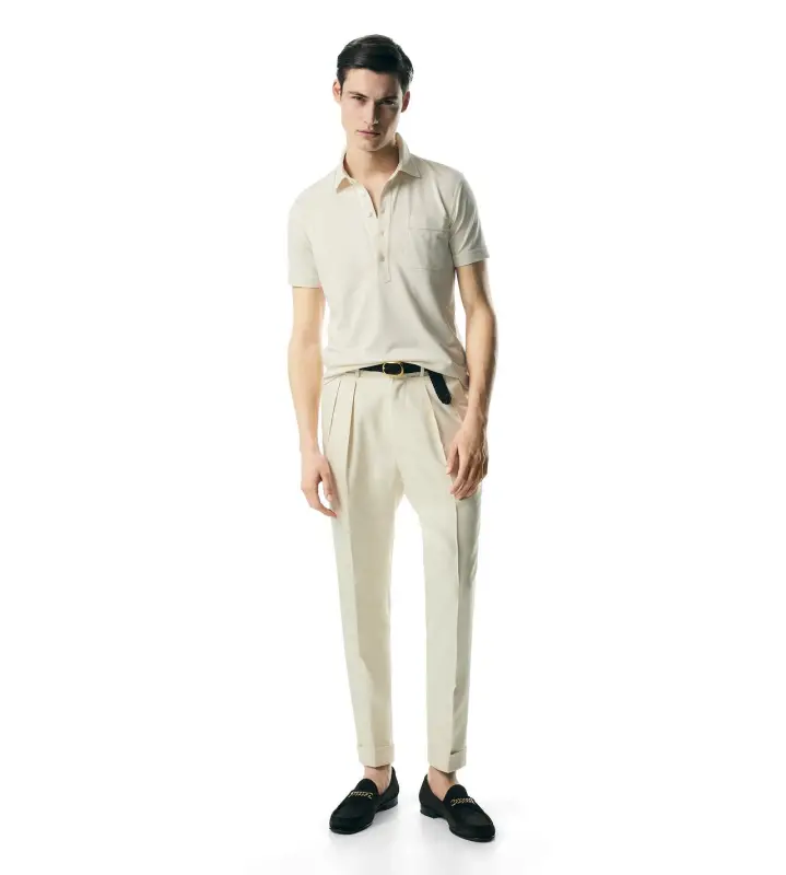 SILK BLEND PIQUET POLO ECRU online